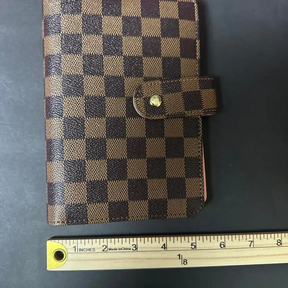 Brown and beige checkered monogram
